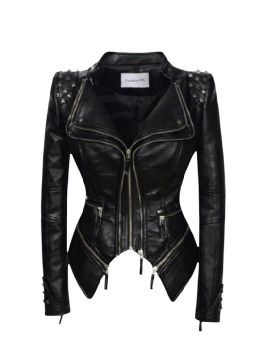 SX Honey Pot Jackets & Blazers - NWT SX Honey Pot XXS black faux leather spiked motorcycle jacket